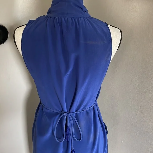 Wildred Aritzia silk 100% dress blue with fringe details - Picture 7 of 11